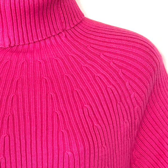 Diane Gilman DG2 Turtleneck Sweater Womens L Pink Half Sleeve Knit Ribbed New - Picture 4 of 10